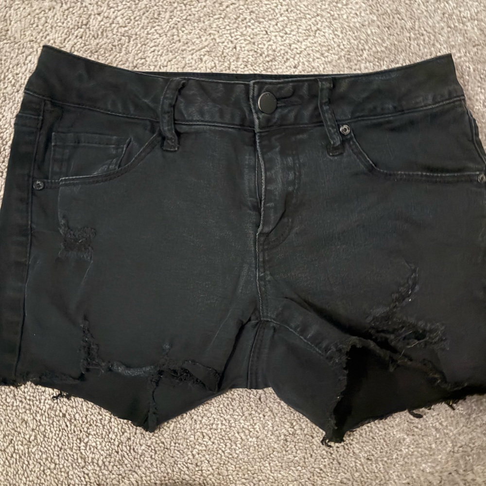 Empyre Black Distressed Jean Shorts